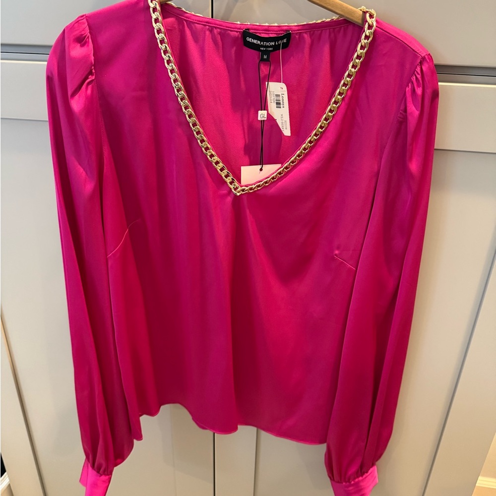 Generation Love Pink Puff Sleeve Blouse M